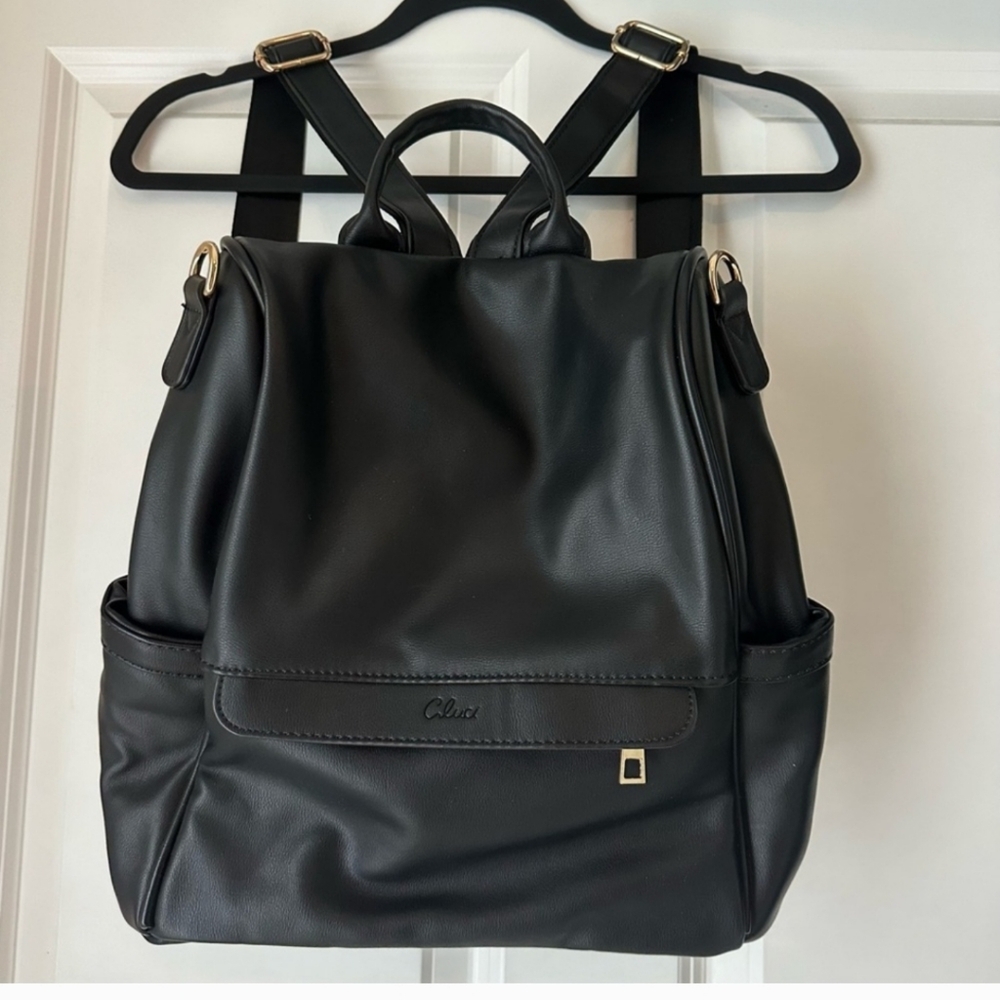 Cluci Black Leather Backpack for Women